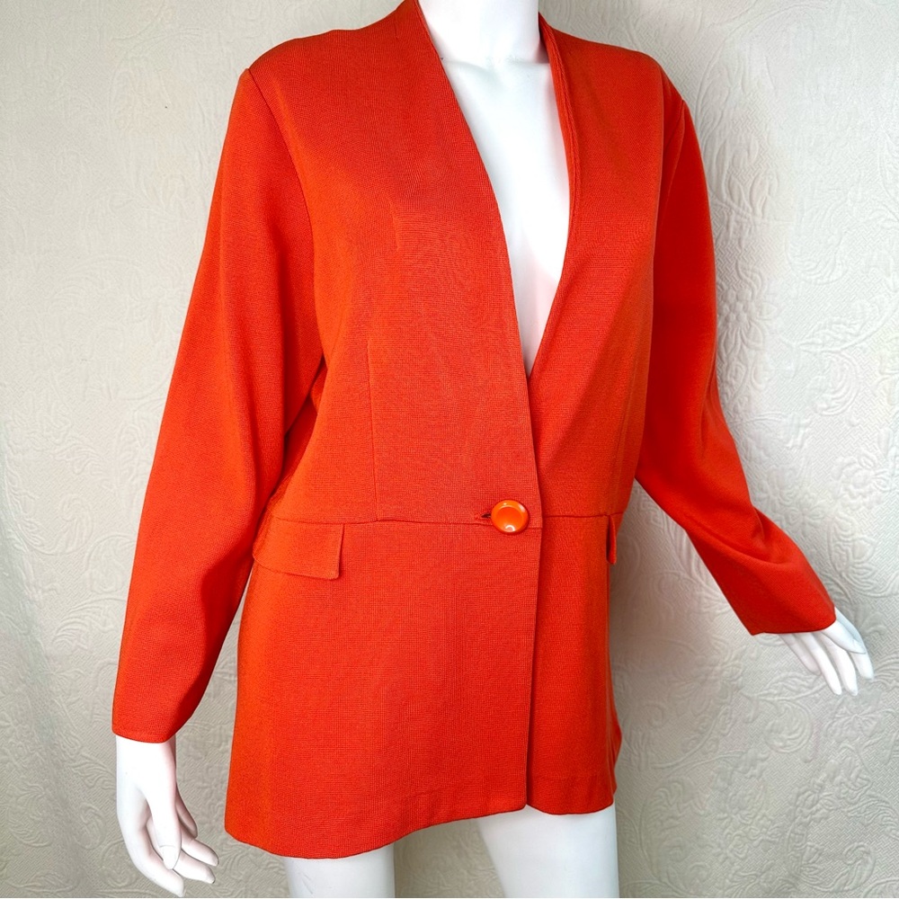 Misook 1x Orange Single-Button Collarless Blazer … - image 3